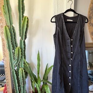 Abercrombie & Fitch Charcoal Button-Down Midi Dress